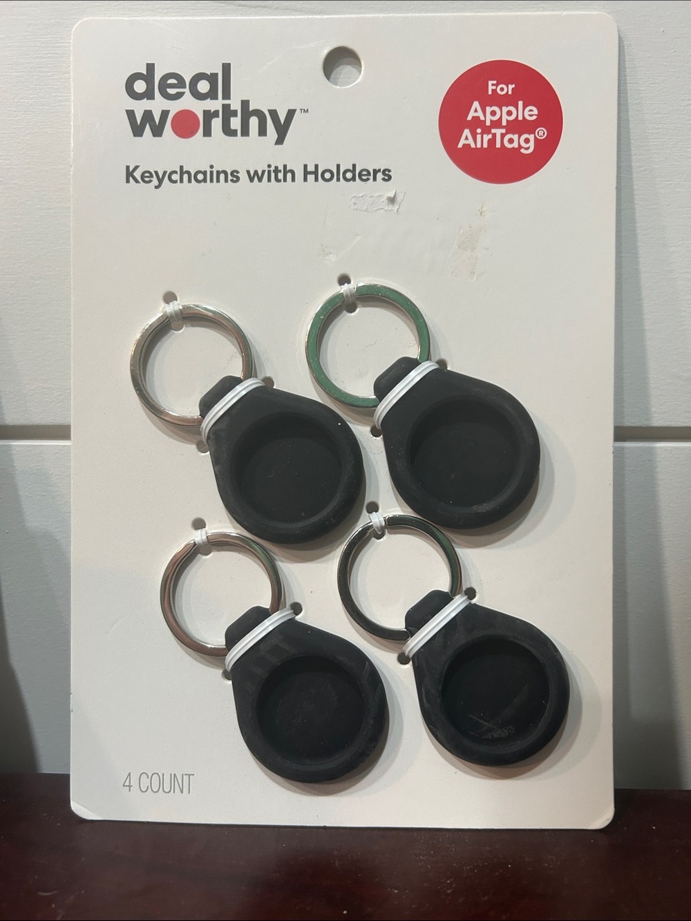 Dealworthy Black AirTag Keychain Holders - 4 Pack